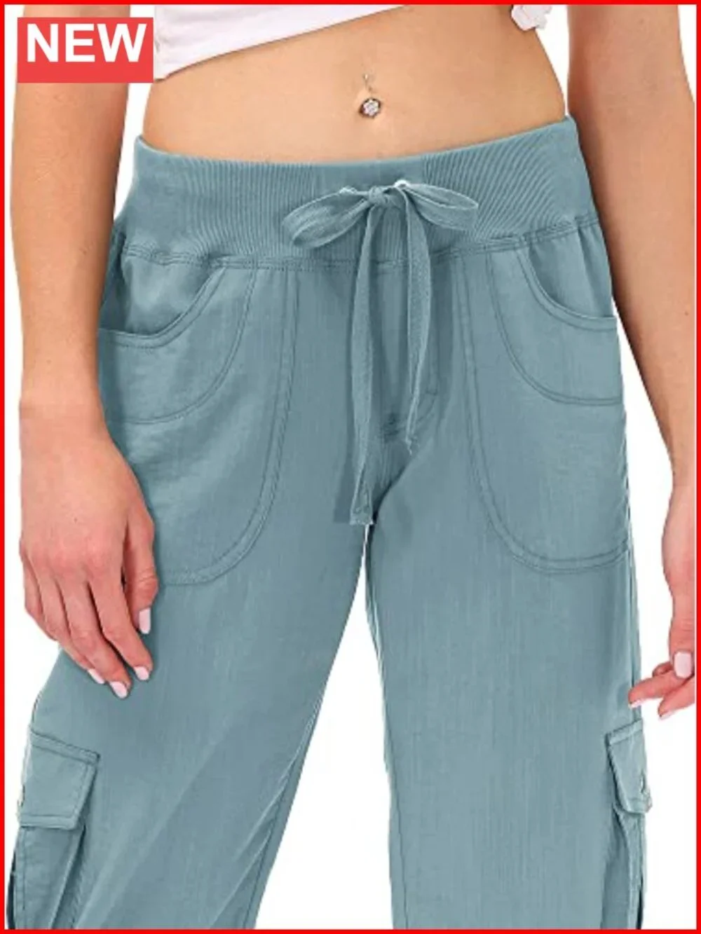 Cargo Capri Pants Loose Fit Casual Baggy Hiking Pants with Pockets